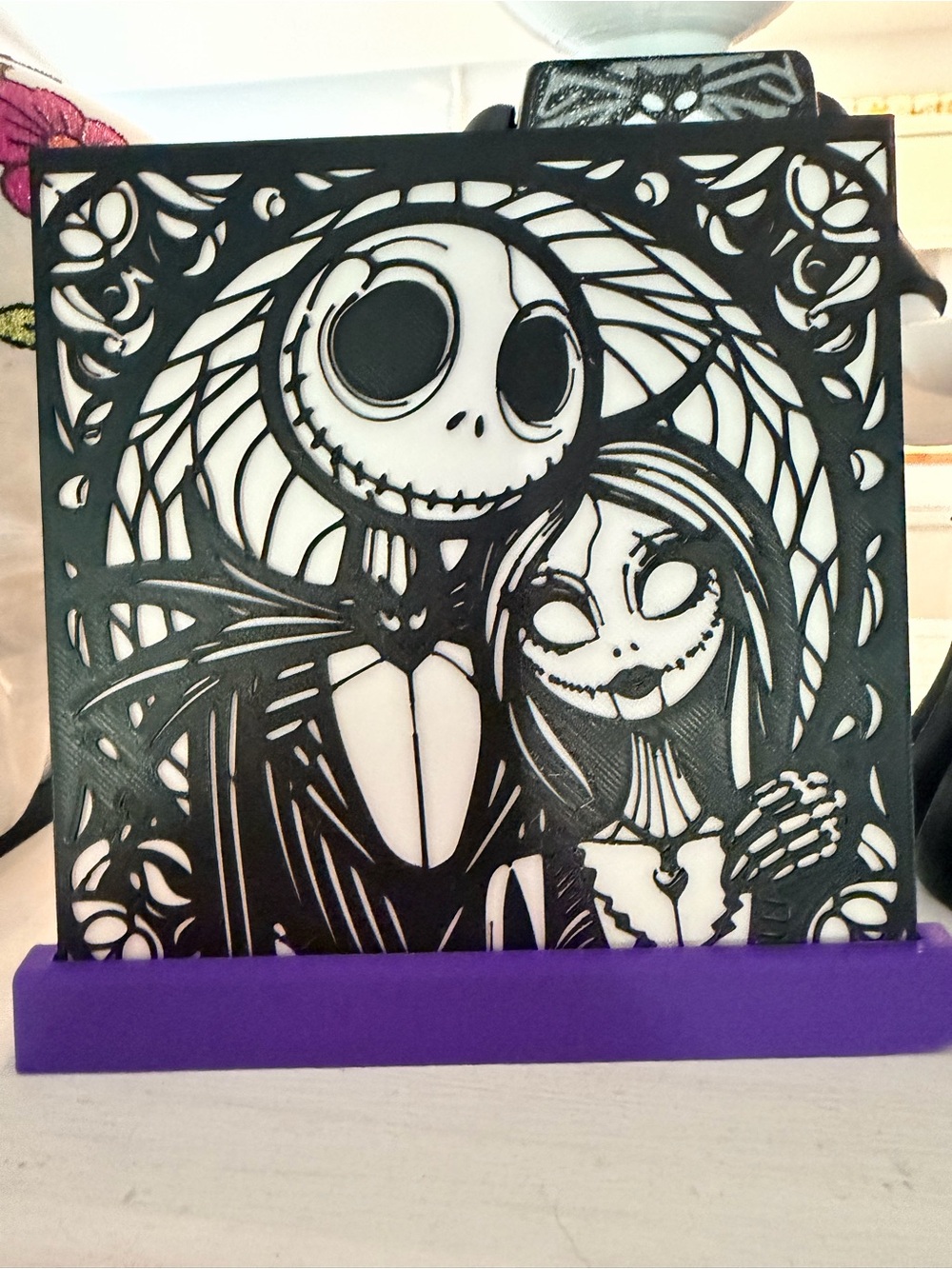 Nightmare Couple Decorative Panel - Black & White